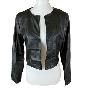 Krisp London Black Faux Leather Cropped Jacket Made In Italy Minimalist Chic M